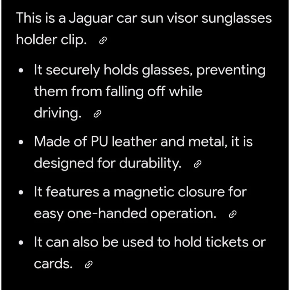 Jaguar Leather Car‎ Visor Sunglasses Holder Clip One Size Black Silver